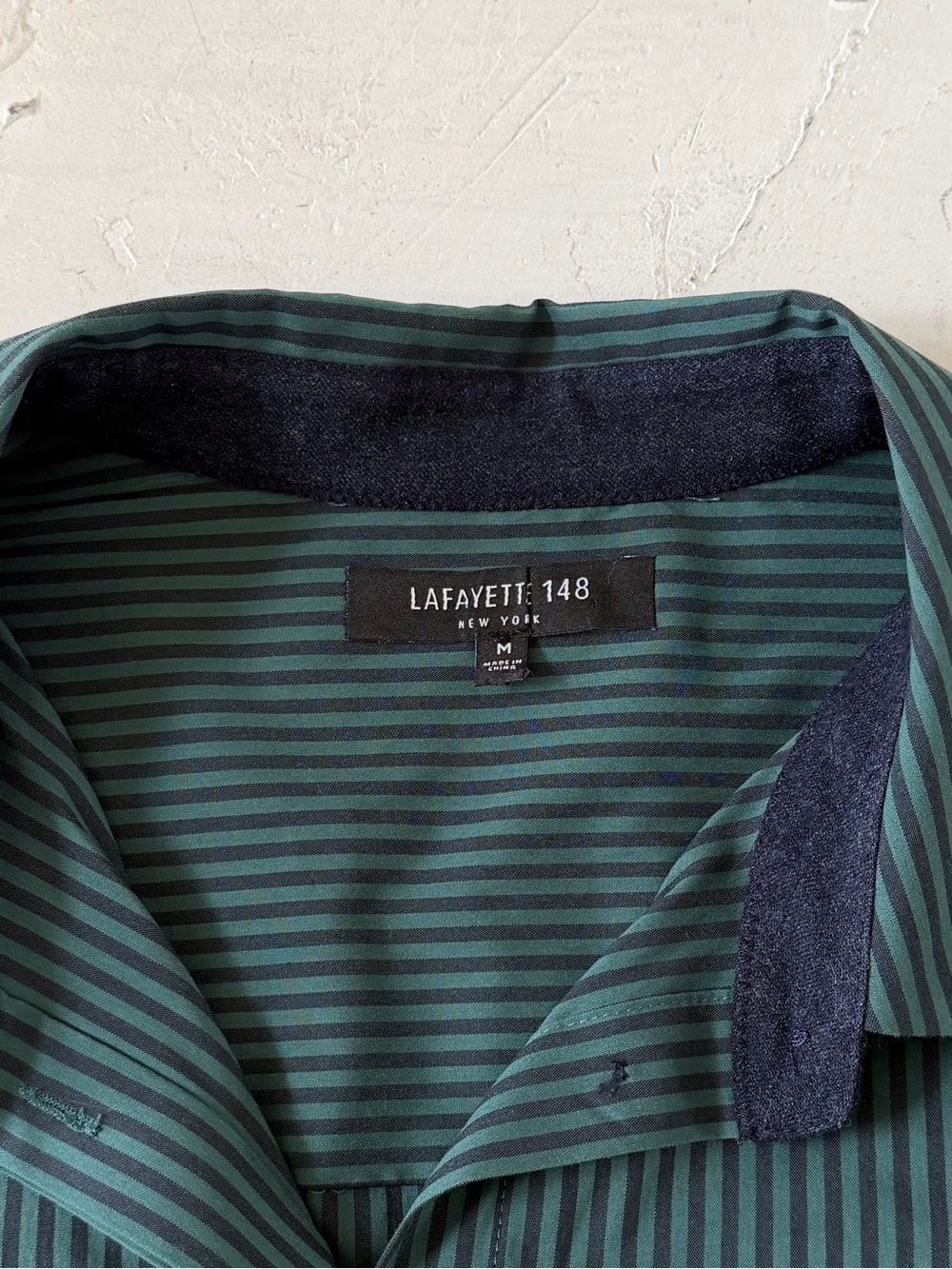 Lafayette 148 New York dark green and black striped button-down shirt Size M - Picture 3 of 7